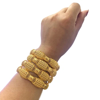 Эфиопские браслеты 4 шт./партия, модные женские браслеты из золота 24 карата, Дубай, Свадебный подарок невесте, Африканские браслеты, ювелирные изделия Habesha