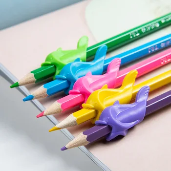 10 шт./лот, разные цвета, детский держатель для ручек, силиконовый, для студентов, обучающихся письму, держатель для поддержки ручки, Кавайный карандаш, ручка для захвата.