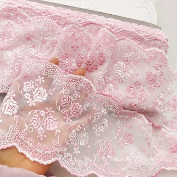 30 ярдов Полиэфирной розовой сетки Вышивка Кружевная отделка Аксессуары для платья Кружевная ткань Швейные поделки Материал куклы