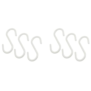 6 шт. Белых пластиковых S-образных крючков для подвешивания одежды для шарфов