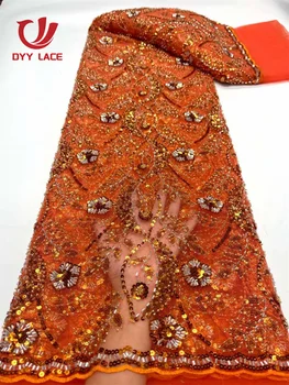 Африканская кружевная ткань 2023, Высококачественная мода, Нигерийский Жених, расшитый блестками, Французский тюль, кружевная ткань для Нигерийской свадьбы