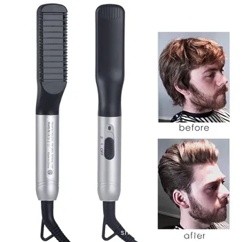 Быстрый электрический выпрямитель для бороды с подогревом, расческа для мужчин, щетка для бороды
