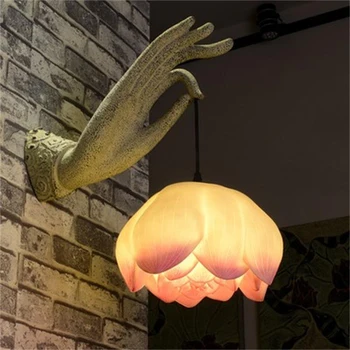 Креативный Новый Китайский Ручной Настенный Светильник Будды Дзен Кабинет и Спальня Фон Стены Коридор Проход Украшение Балкона Lotus Lamp