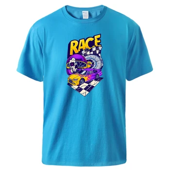 Крутая гоночная машина с принтом, Мужская свободная винтажная футболка большого размера, хлопковая дышащая одежда, универсальная креативная футболка