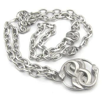 Мужское ожерелье с двойной змеей из нержавеющей стали, ожерелье с позолоченной коброй, 70 см, ожерелье