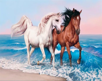 настенная роспись для украшения дома beibehang обои на заказ пара лошадей картина маслом телевизор диван фон настенная роспись 3D обои для стен