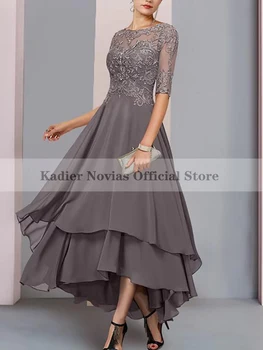 Платья для матери невесты Kadier Novias High Low 2023 с Короткими Рукавами Свадебное Платье Для гостей