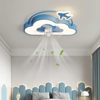 Потолочный вентилятор Cloud Nordic, Невидимый потолочный вентилятор с пультом дистанционного управления, Современные простые потолочные светильники Star Led для детской спальни