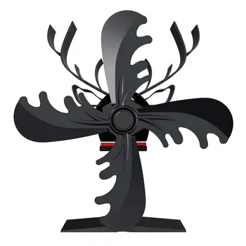Рождественский вентилятор для печи с тепловым приводом, каминный вентилятор, алюминий с 4 лопастями, низкий уровень шума