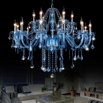 Роскошные хрустальные люстры синего цвета K9 Crystal Lustre Потолочные люстры для спальни, гостиной, столовой, подвесной светильник
