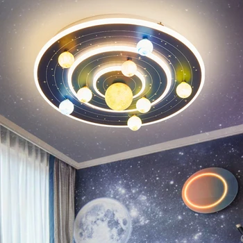 Современная креативная лампа Galaxy Planet, потолочные светильники для детской комнаты, теплый романтический декор для спальни для мальчиков и девочек, потолочные светильники для принцессы