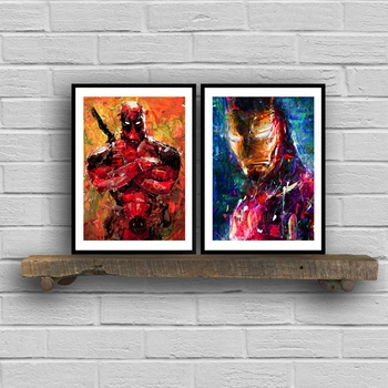 Супергерой Marvel Мстители Дэдпул Картина маслом на холсте, плакат, принты комиксов, Железный человек, настенные панно, декор для дома в детской комнате