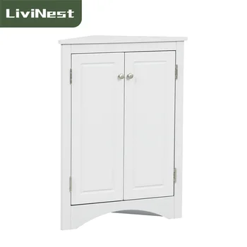 Угловой шкафчик LiviNest White для ванной комнаты Угловой шкаф для хранения с двойными дверцами и регулируемой полкой